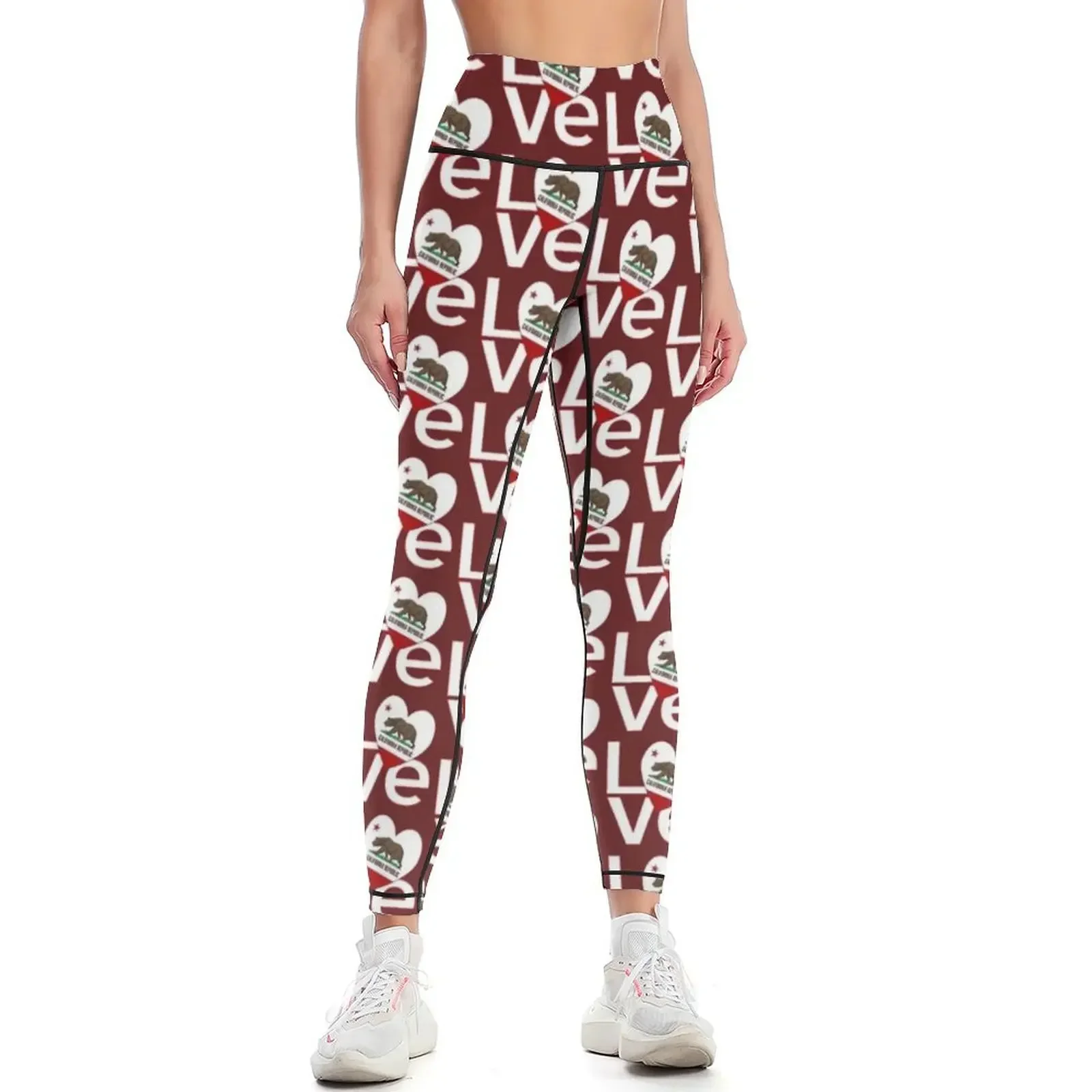 

Red and White California LOVE Leggings gym wear push up legging Women's tights jogging pants Womens Leggings