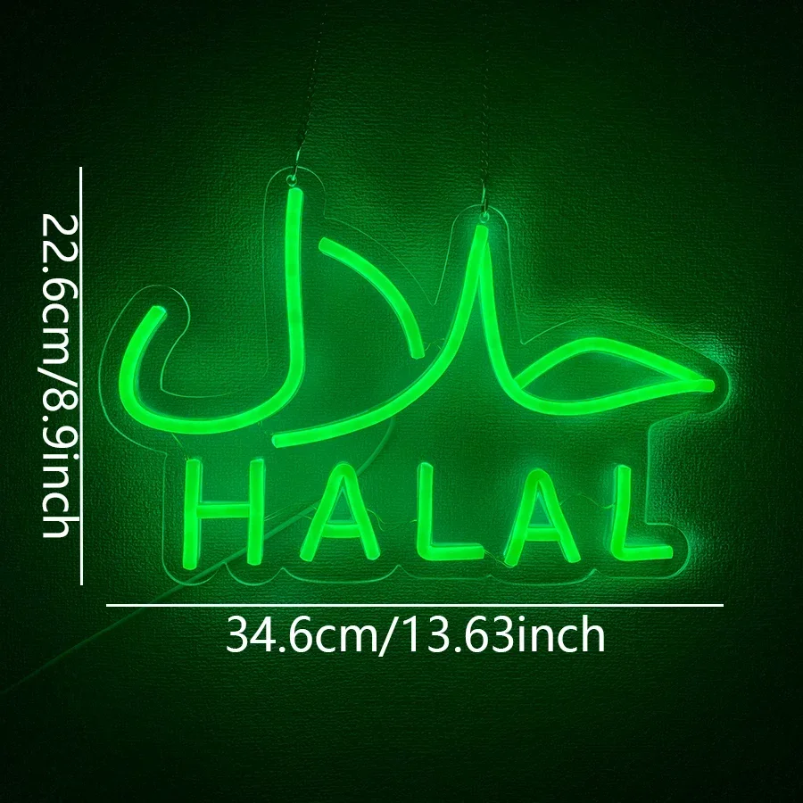 Wall Halal Green Neon Beef Signs Hanging Decor Led Restaurant Light Chicken Candy Snack Door Novelty Lighting（new） Lights