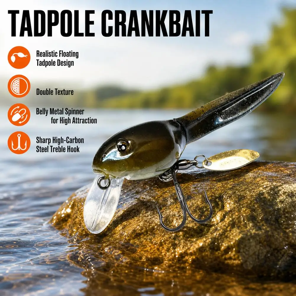 Tadpole Hard Bait 8.3g 8.7cm Floating Fishing Lure S-shaped Swim With Soft Tail Artificial Wobbler Pesca For Bass Pike Trout