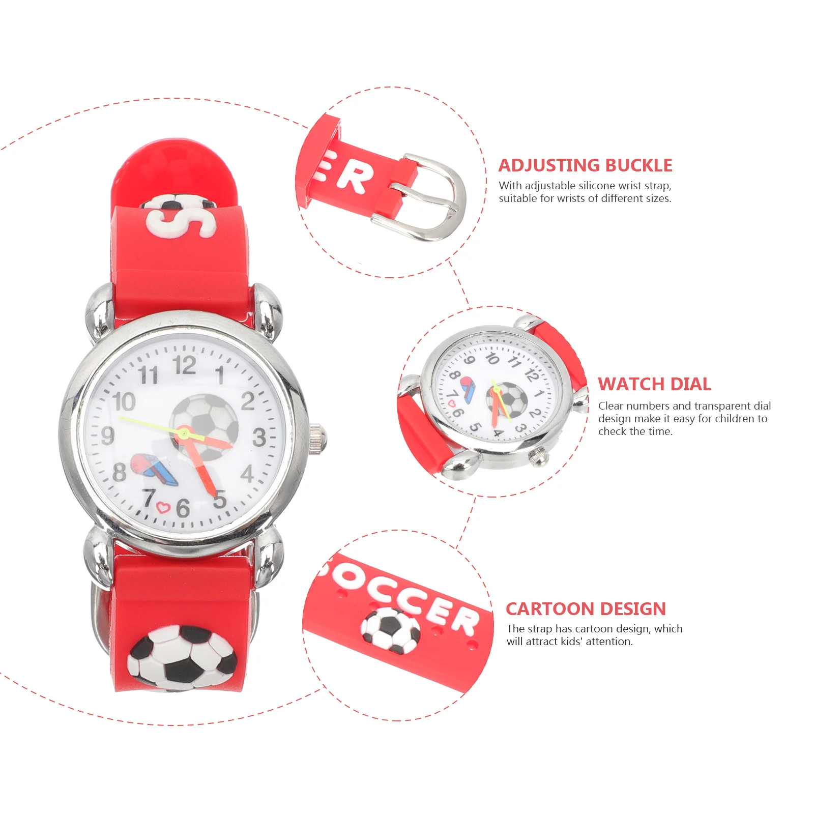 ساعة كرتونية بحزام مطاطي قابل للتعديل ومينا شفافة هدية عيد ميلاد للطلاب #6