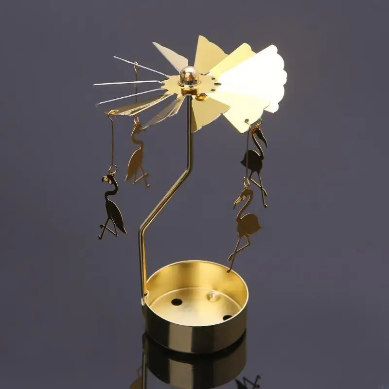 2025 Nuevo candelabro rotativo Metal Spinning Tea luces té Ornamento Romantic Candlestick para fiesta bodas Decoración