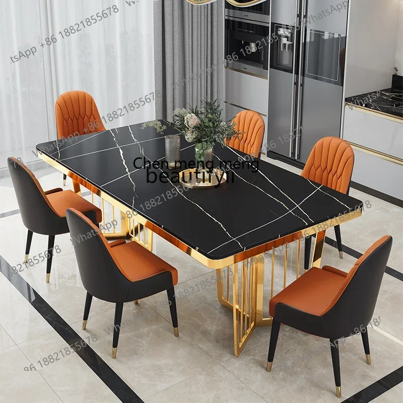 z183  Light luxury dining table and chair combination marble small apartment modern simple rectangular Nordic home dining table