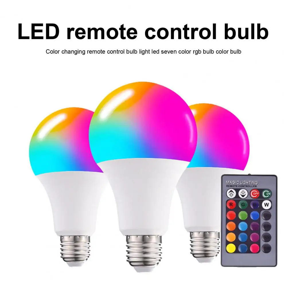 1 Set LED Light Bulb High Brightness Energy-saving Multiple Lighting Modes Memory Function Aluminum E27 RGB Light Bulb with Remo