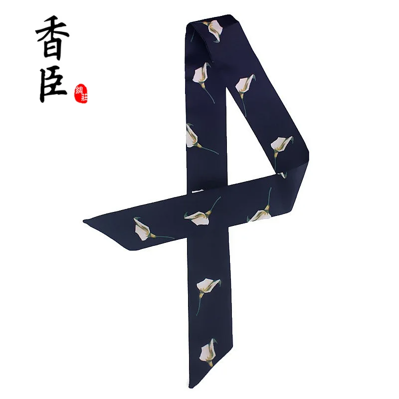 SUNBOSON Silk Scarf New Design French Flower Winding Bag Small Silk Ribbon Women's Twill Emulation Silk Scarf Hair Band