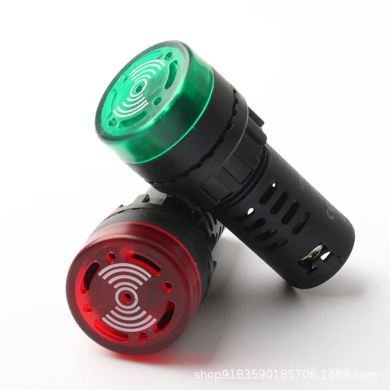 Buzzer 22mm Flash LED Alarm Indicator Light Signal Lamp Flashmetal Buzzer DC12V DC24V AC 220V Intermittent Sound AD16-22SM