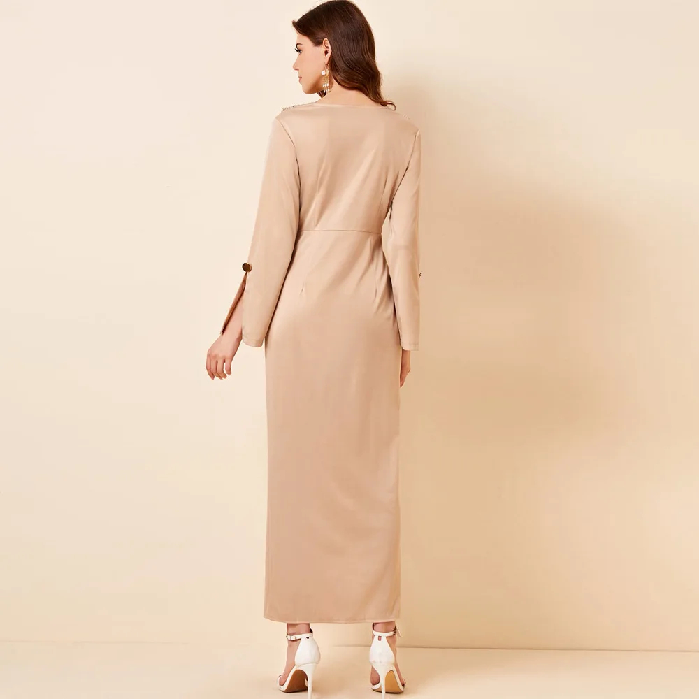 MXZ-44 moda mujer 2023 otoño nuevo estilo elegante vestido de cintura alta