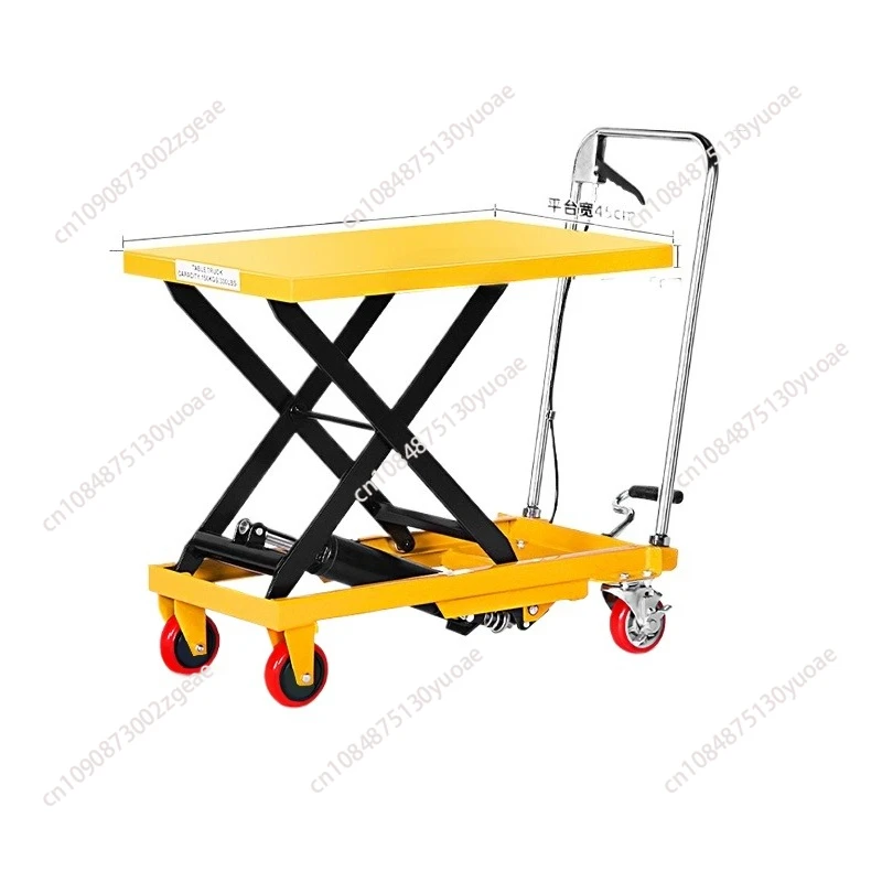 Manual hydraulic lifting platform truck electric mobile small lift work flat trolley