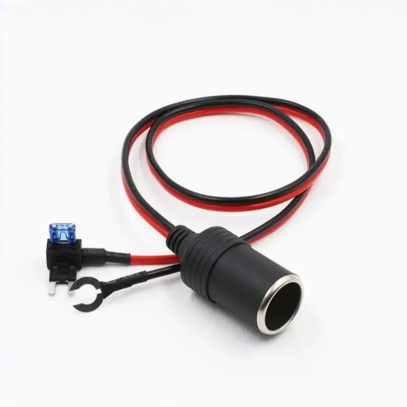 1Pcs Connector Adapter Cable Fuse Medium Mini Micro 32V Metal Car Cigarette Lighter Charger Cable Female Socket Plug