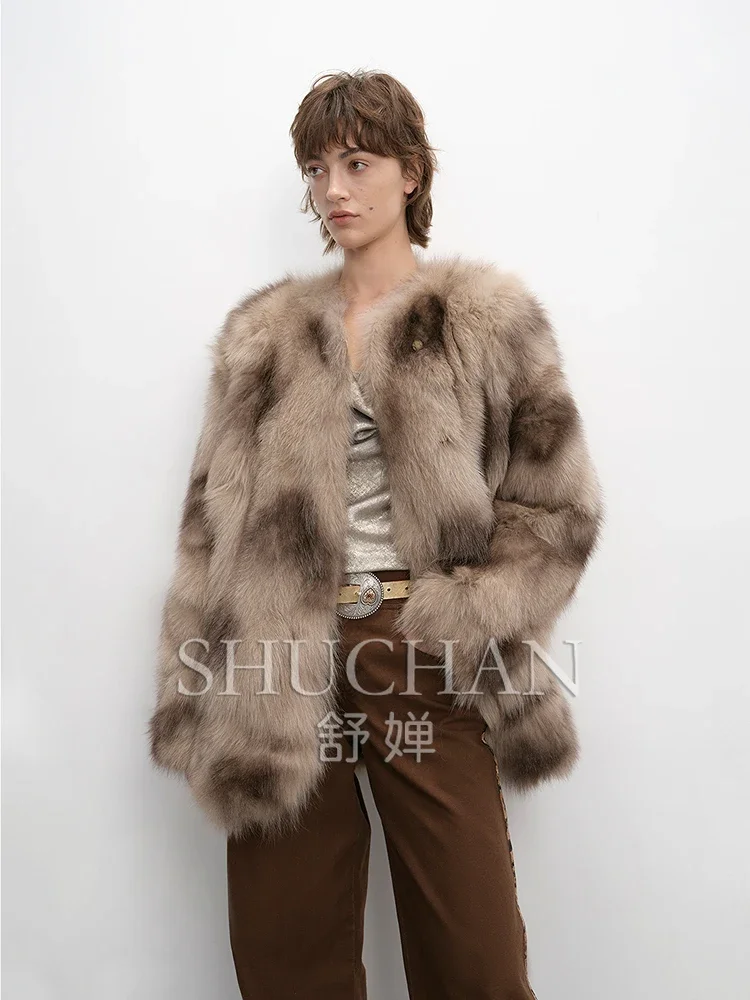 2024 Relaxed and Casual Printing Fox Jacket Women Winter Coat Sheepskin Casacos Femininos Inverno Fur Coat Women