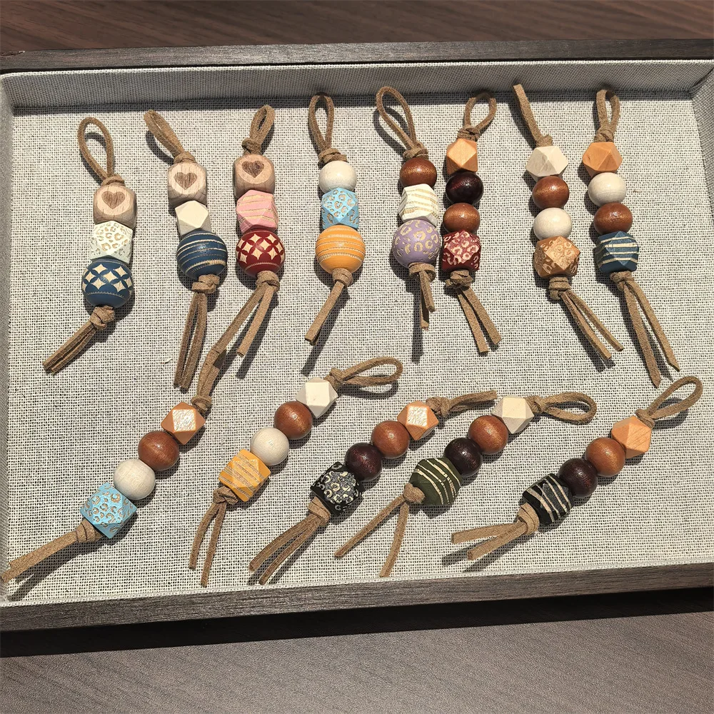Wood Bead Shoe Lace Charms Maillard Brown DIY Decor for Sneakers Mules Loafers Premium Lightweight Durable Standard Size