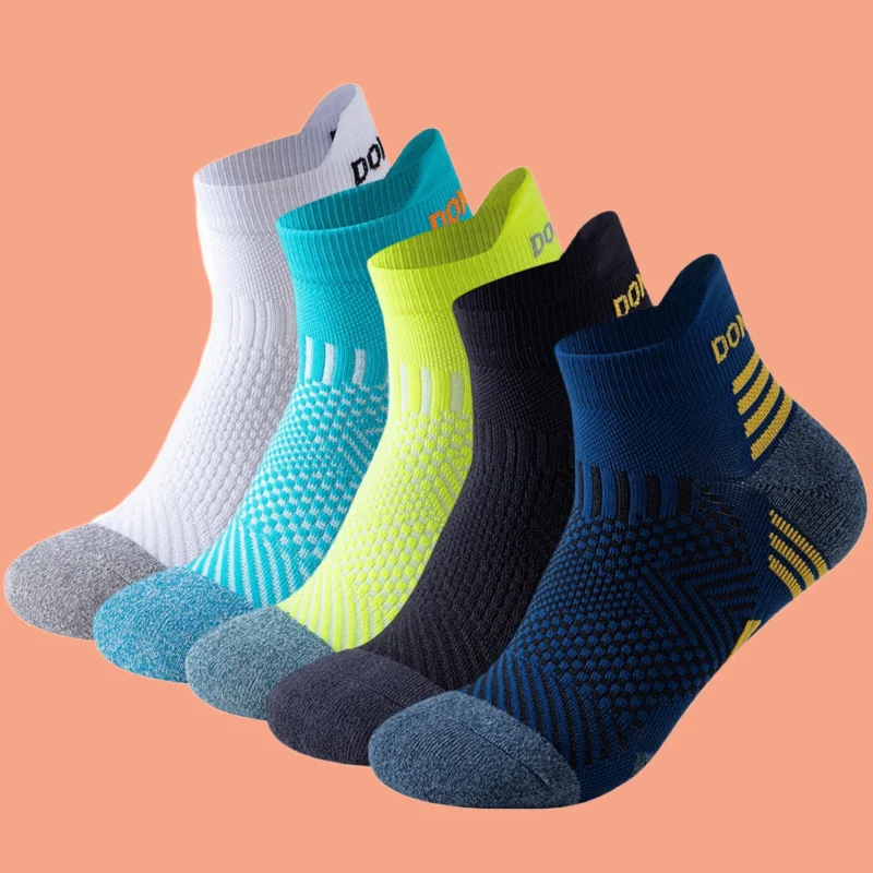 3 Pairs New Men's Running Ankle Socks Towel Bottom Athletic Breathable Moisture-wicking Marathon Sports Comfortable Casual Socks