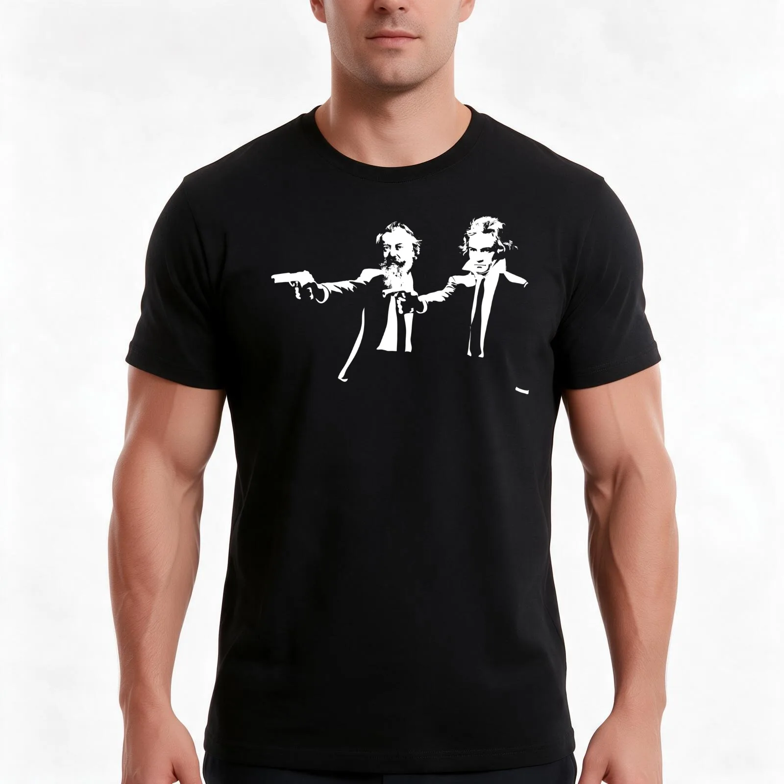 Johannes Brahms and Ludwig van Beethoven T-Shirt, Summer Casual Cotton Tee, Oversized Streetwear Tops, Vintage Graphic Print