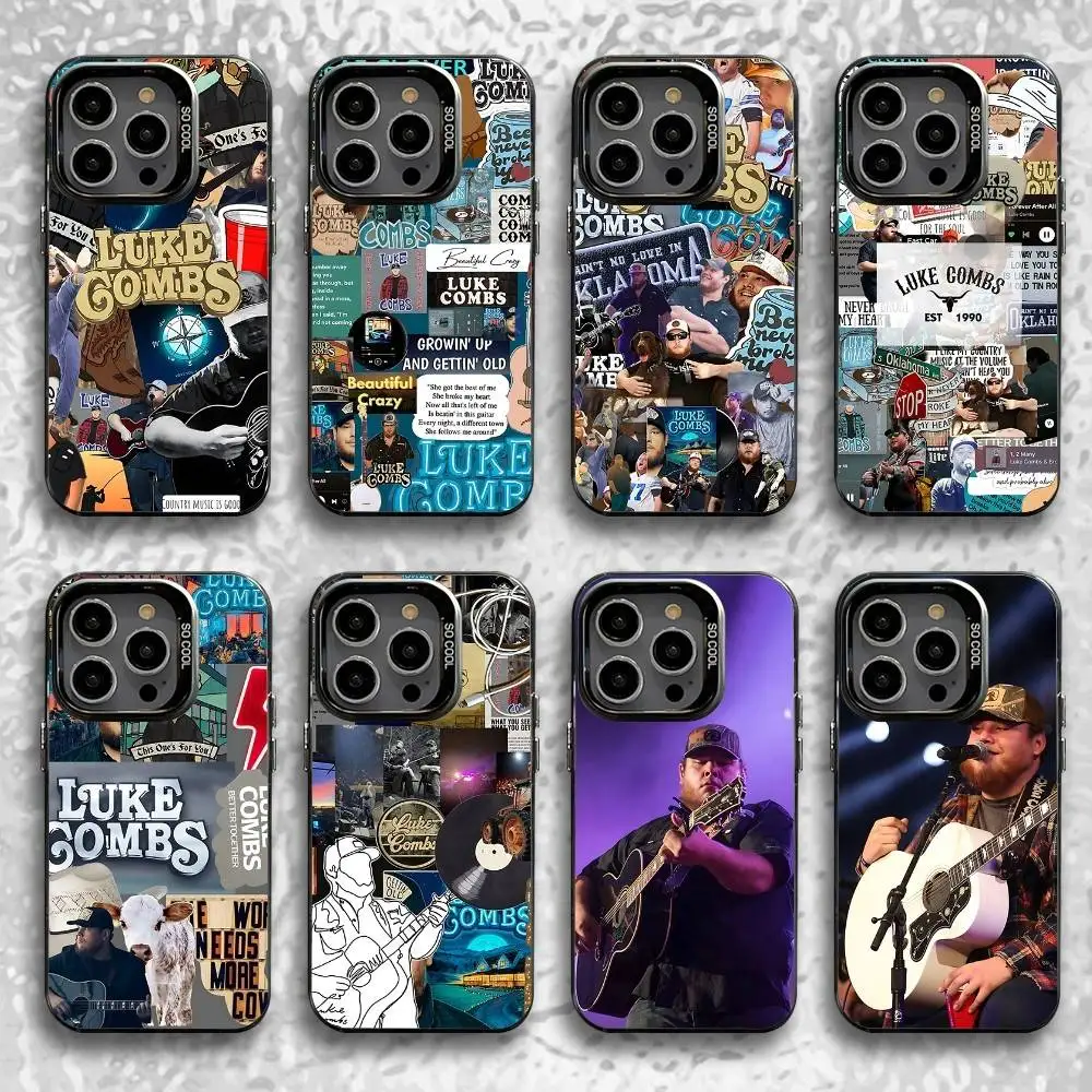

Singer L-Luke Combs Phone Case For iPhone 16,15,14,13,12,11,Pro,Max,Plus,Mini,SE Black Candy Matte Shockproof Cover