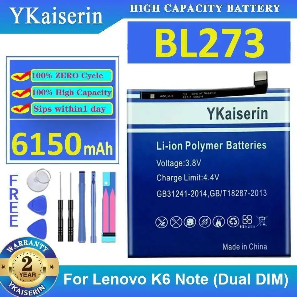 

BL273 Mobile Phone Battery For Lenovo K6 Note Dual Dim 6150Mah Long-Lasting Performance