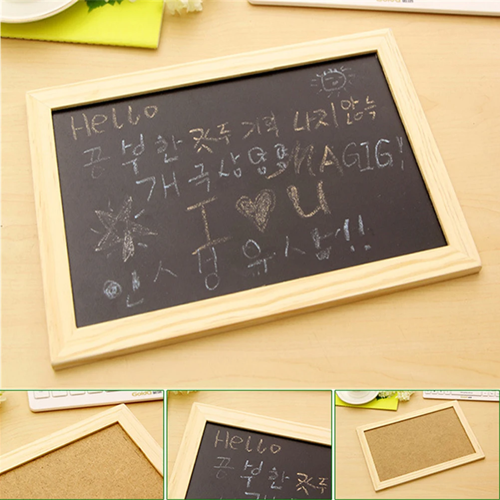 Small Double-sided Blackboard Chalkboard Sign Mini Wooden Frame Drawing Board Decor Erasable Message Wall Display