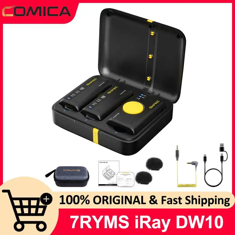 

7Ryms iRay DW10 Mini Dual-channel Wireless Lavalier Microphone with Denoise, Reverb Functions for Smart Phone, Computer, Camera