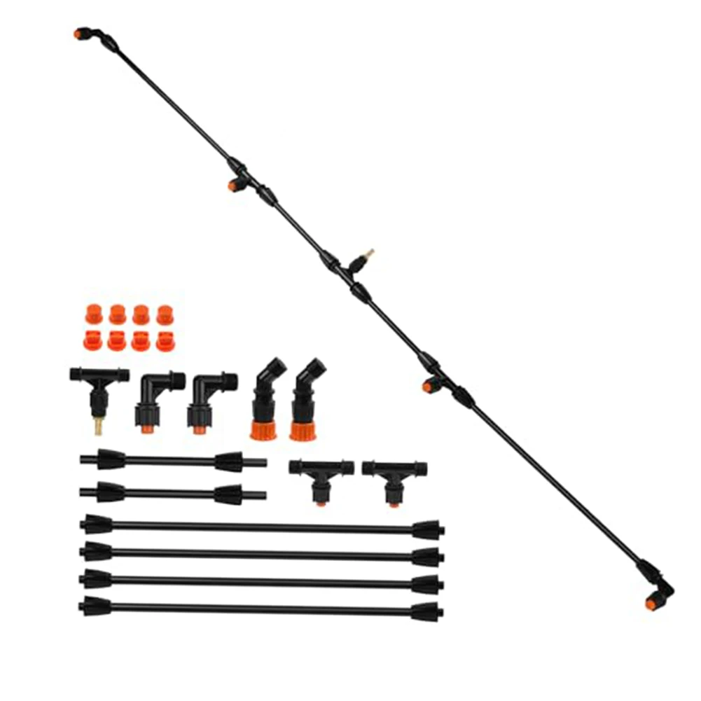 Sprayer Boom Wand with 4 Nozzles 2x90 Degree 2x135 Degree 1/4 Inch Brass Fitting and Three Way Fittings for Custom Setup