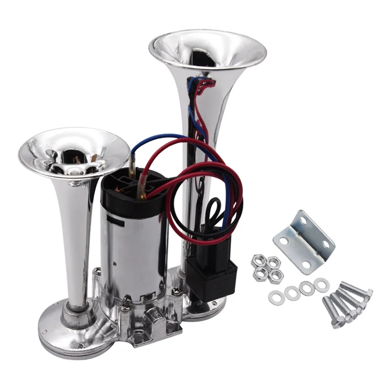 

Electric Solenoid Valve 12V Dual Trumpet Horn For Car Air Horn Super Loud For Car Boat Loudspeaker