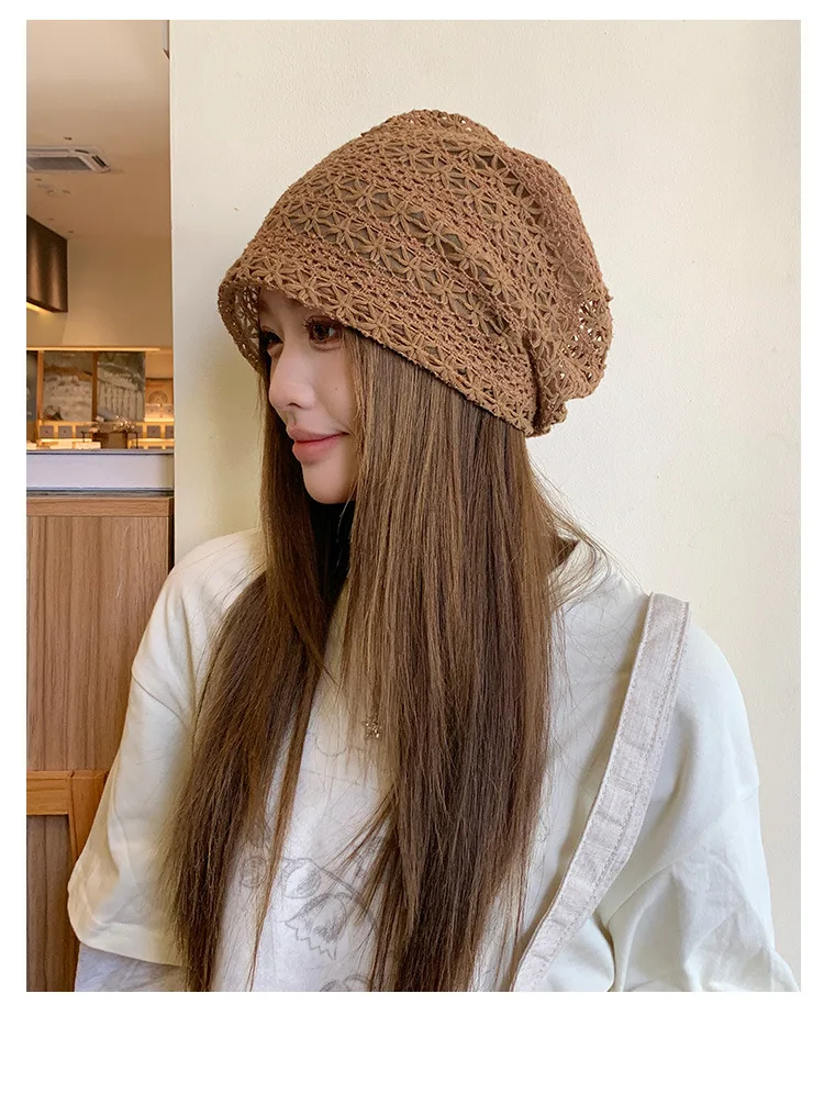 Böhmische handgewebte, ausgeschnittene Kapuzenmütze für Damen, gehäkelte Strickmütze im Ethno-Stil für Reisen und Fotos – Detail 21