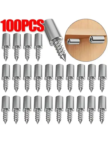 100/10PCS Self Tapping Screw Layer Plate Holder Wardrobe Septum Brackets Fixed Screw Shelf Support Pegs with Non-Slip Sleeve