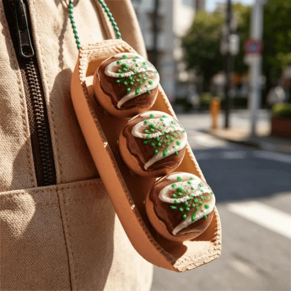 Clicker Sound Takoyaki Clicker Keychain Sensory Japanese-style Keyboard Keychain Portable Fingertip Takoyaki Clicker Keyring
