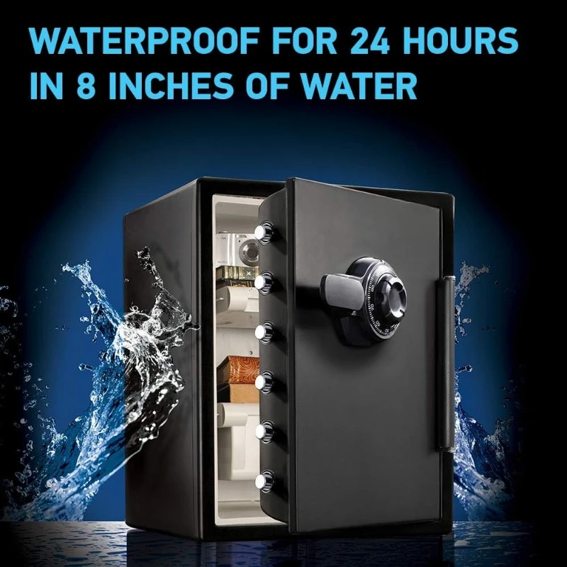 Black Fireproof Waterproof Floor Safe with Dial Combination Lock for Home or Office, 2.05 Cubic Feet