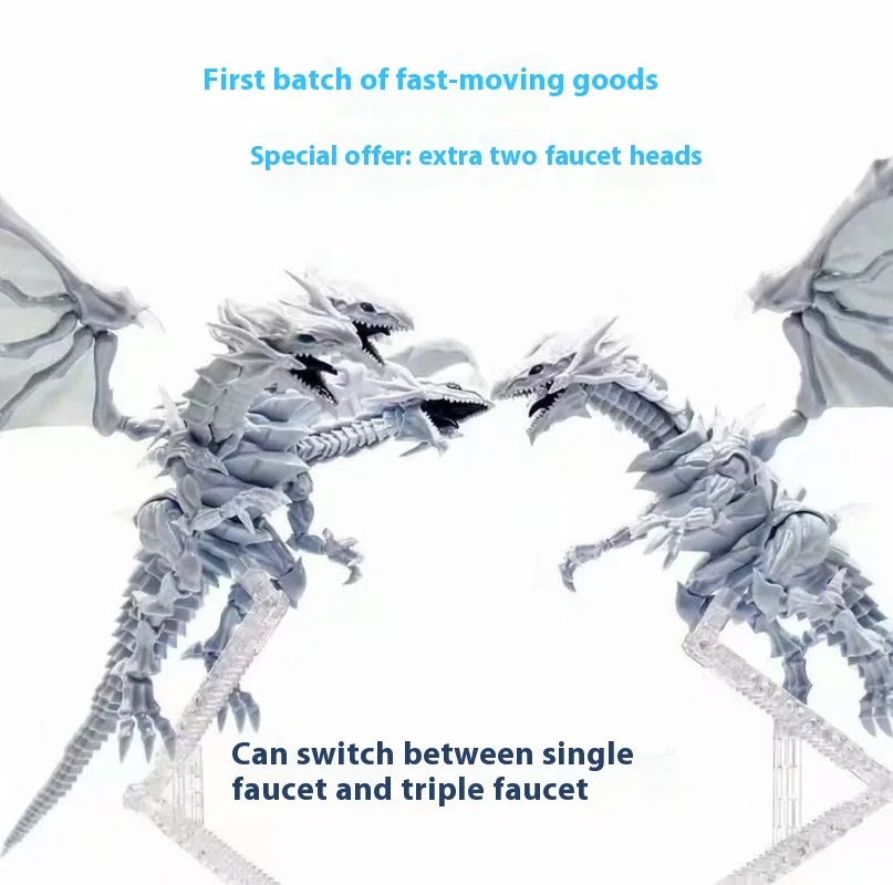 شخصية التنين الأبيض ذات العيون الزرقاء مع حامل - زخرفة سطح المكتب Frs الدفعة الأولى لعبة نماذج كلاسيكية غامضة مجمعة #2