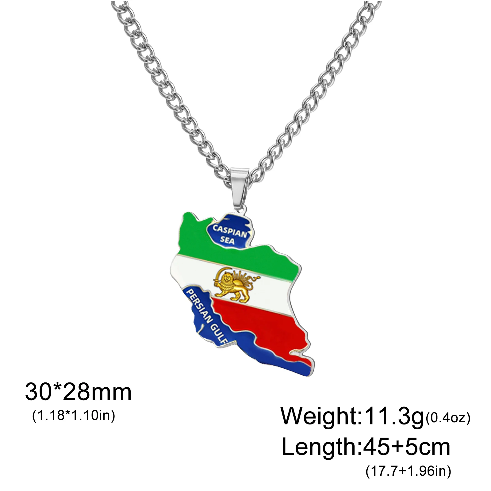 Kkjoy Iran-Karte, blaue Emaille-Anhänger-Halskette, Edelstahl, Iran-Landkarte, Wahrzeichen, Geschenk für Männer und Frauen, zierlicher Schmuck – Detail 6