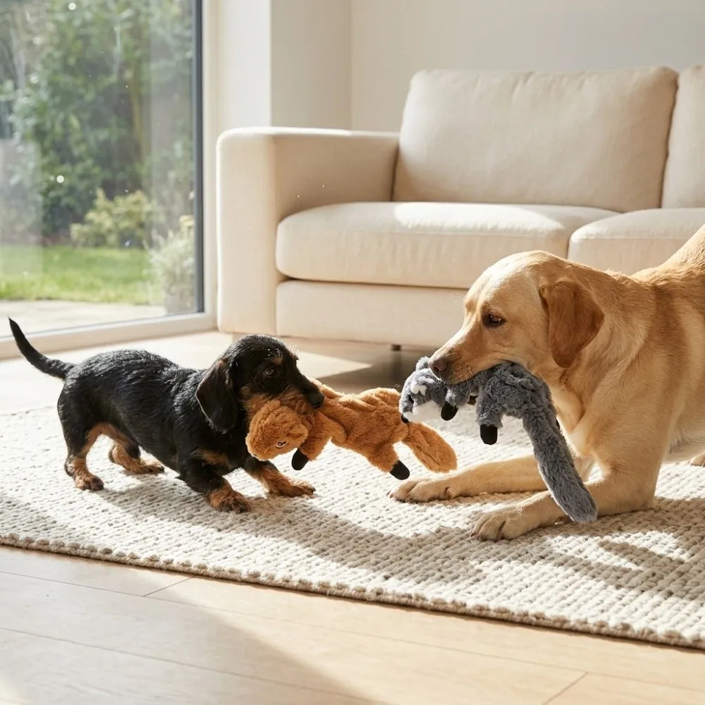 Soft Fleece Cover Dog Cartoon Animal Shaped No Inner Stuffing Dog Chew Moderate Pocket Size Mixed Bright Hues