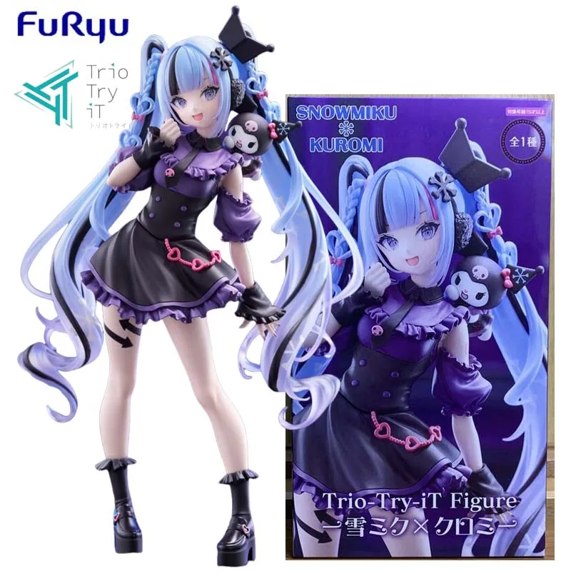 furyu-trio-try-it-hatsune-miku-snowmiku-x-kuromi-sanrio-pvc-19cm-anime-action-figures-model-collection-toy