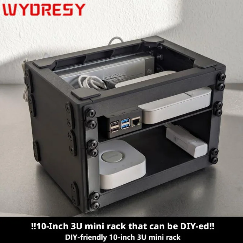 WYORESY for Universal (10Inch 3U) Shock Absorption Open Mini Cabinet Stable Desktop Network Audio Equipment Storage Rack