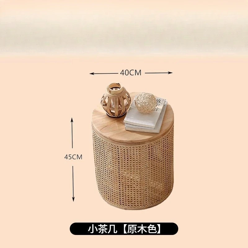 طاولة قهوة مستديرة من الخشب الصلب على الطراز الياباني، غرفة معيشة صغيرة، طاولة جانبية للأريكة