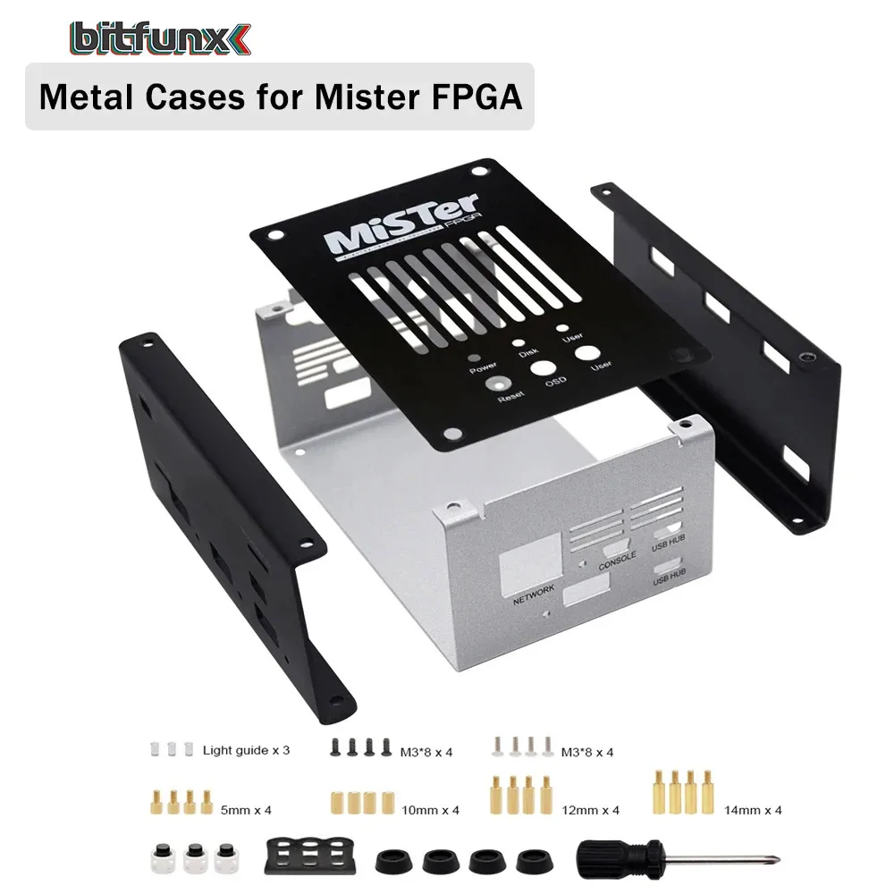 Metalowe etui BitFunx dla Mister FPGA zestaw kombinezon do DE10-Nano płyty głównej/v6.1 I/O deska I nowy Mister Hub USB