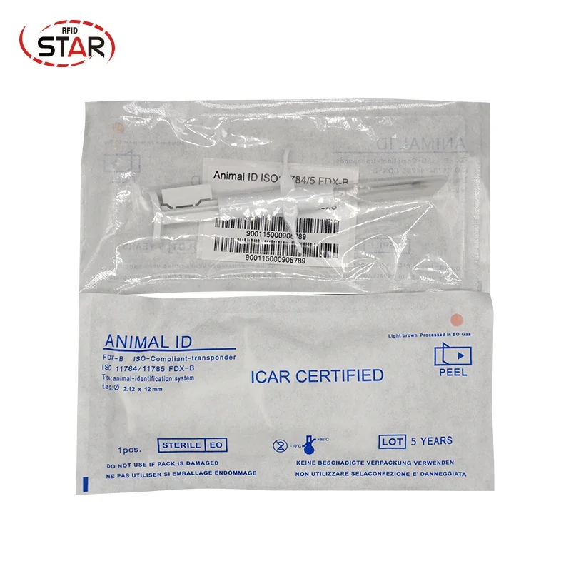 بنادق الحقن مع شريحة زجاجية RFID 2.12*12 مللي متر مجموعة منتجات معرف الحيوان x10