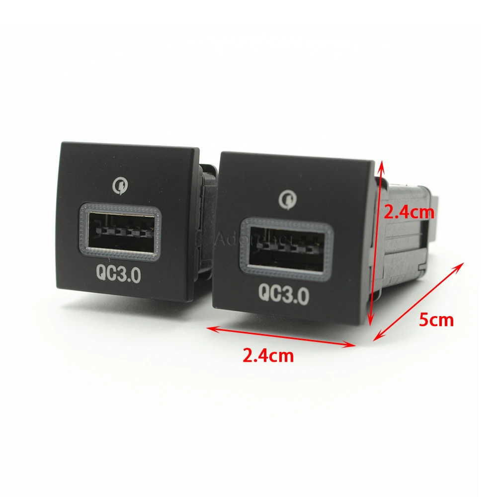 12V Red LED Car Charger Socket Dual USB Charging Outlet Power Adapter QC3.0 For VW Golf 6 Jetta 5 MK6 Scirocco 2006-2010