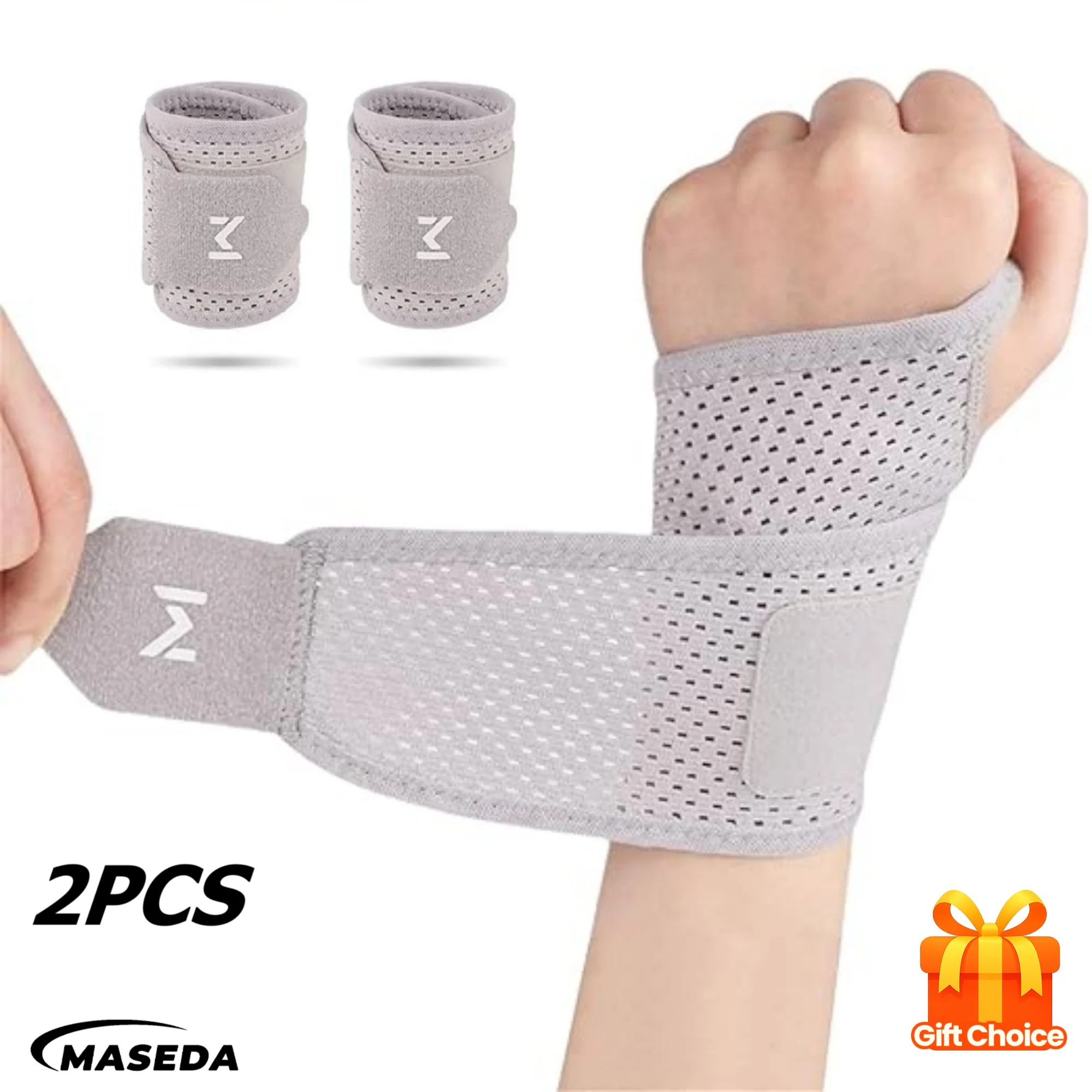 

1Pair Unisex Mesh Sports Wristband, Adjustable Breathable Sweat Absorbing Compression Band for Fitness Training Daily Use