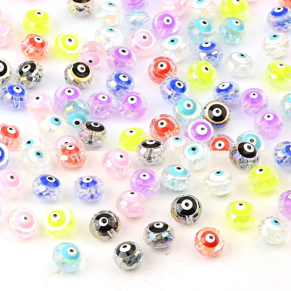 0,9 cm 10 stücke Zufällige Farbe Mix Transparent Bunte Türkische Bösen blick Glasierte Glas Perlen Für Schmuck Machen Diy Zubehör