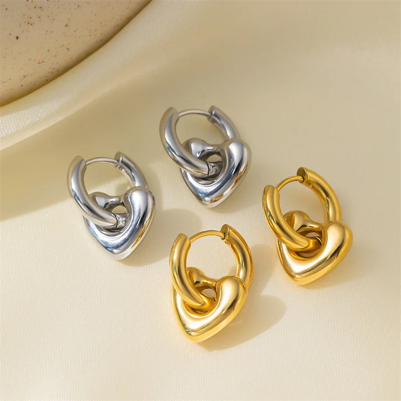 

Hollow Heart Earrings For Women Stainless Steel Gold Silver Color Heart Earring Luxury Wedding Couple Jewelry Gifts Wholesale