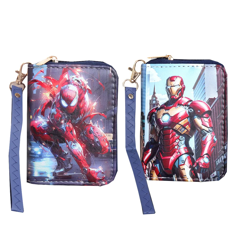 Disney cartoon cute Spider-Man wallet lady  zipper tassel key coin purse student wallet  card holder Coin Purses