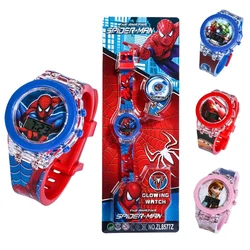 Anime Flash Light Spiderman Kids Watches For Boys Cartoon shark Mickey Children Watch Girls Student Clock Gifts