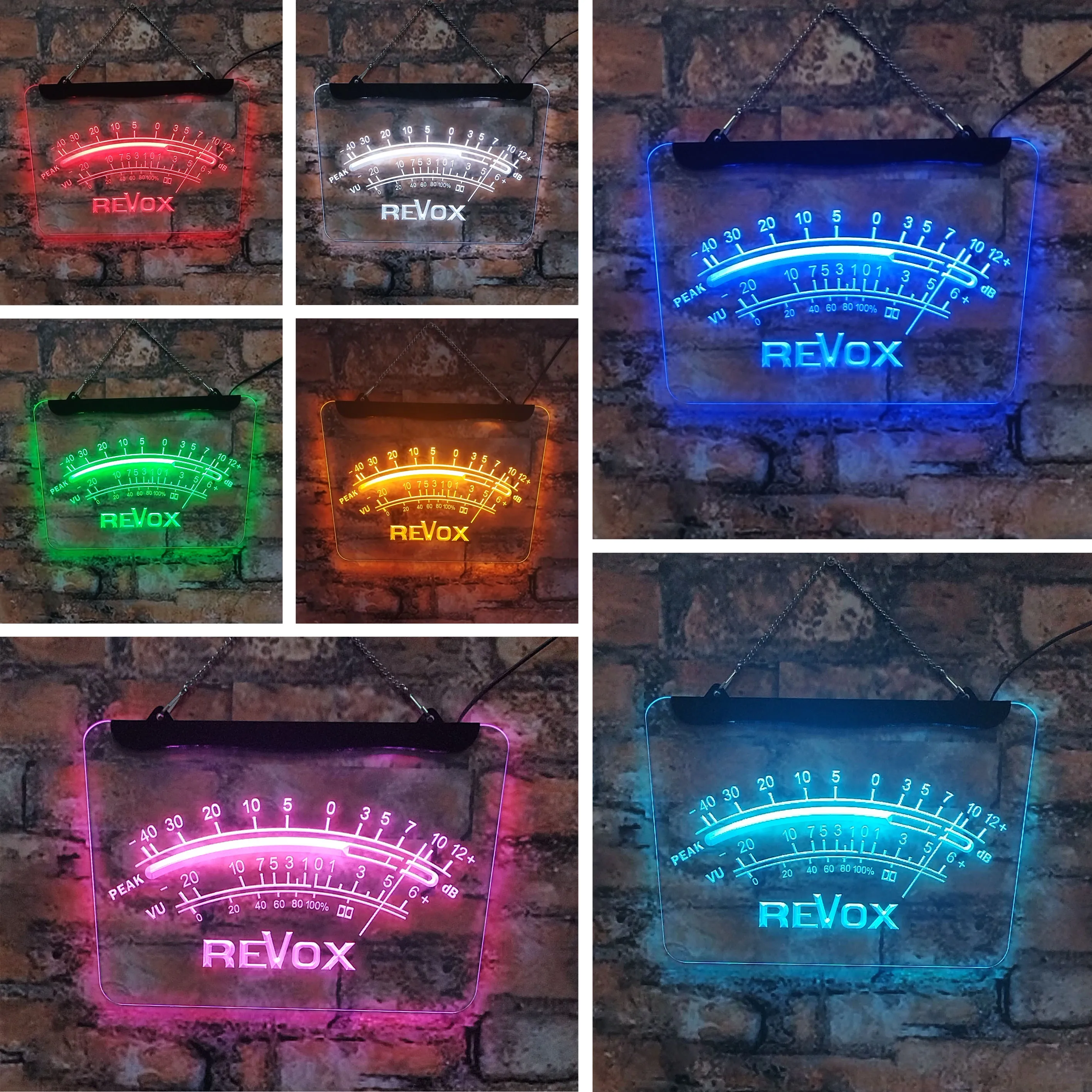 Revox Peak VU dB LED Neon Signs - 3D acrylic carved interior Light wall Art Blue 30*40 for Bedroom bar Christmas Gift party Home