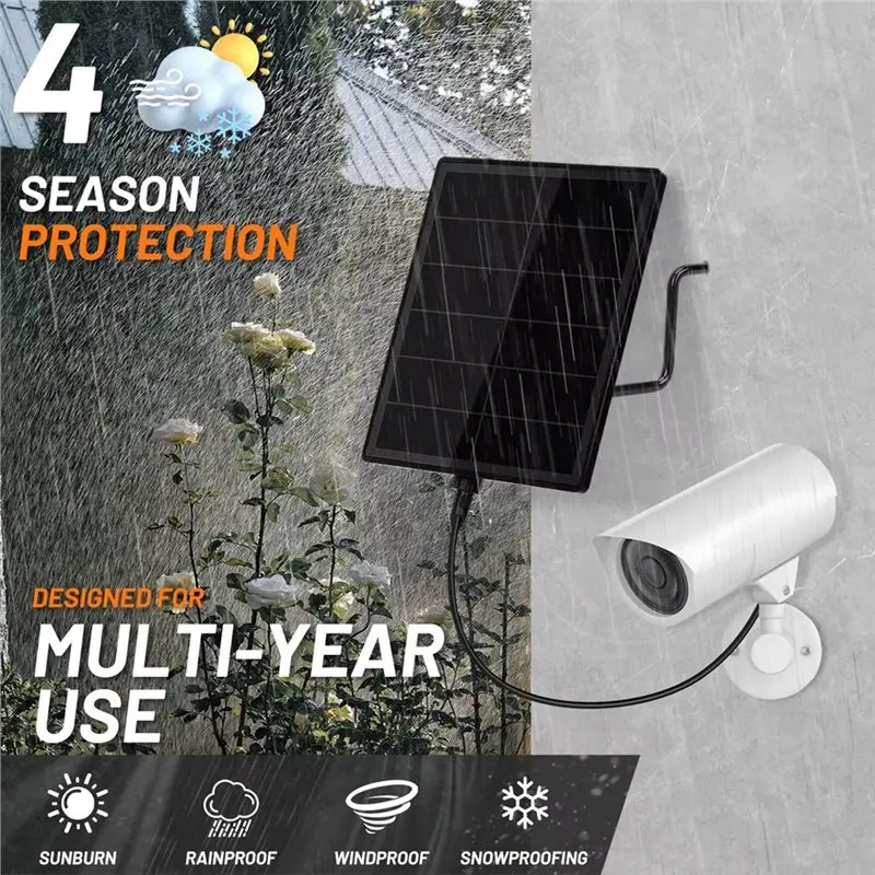 FFYY-D5 5W For Security Camera Solar Panel With IP66 Waterproof Battery , DC 5.5X2.1 Port, 5V Output For Doorbell