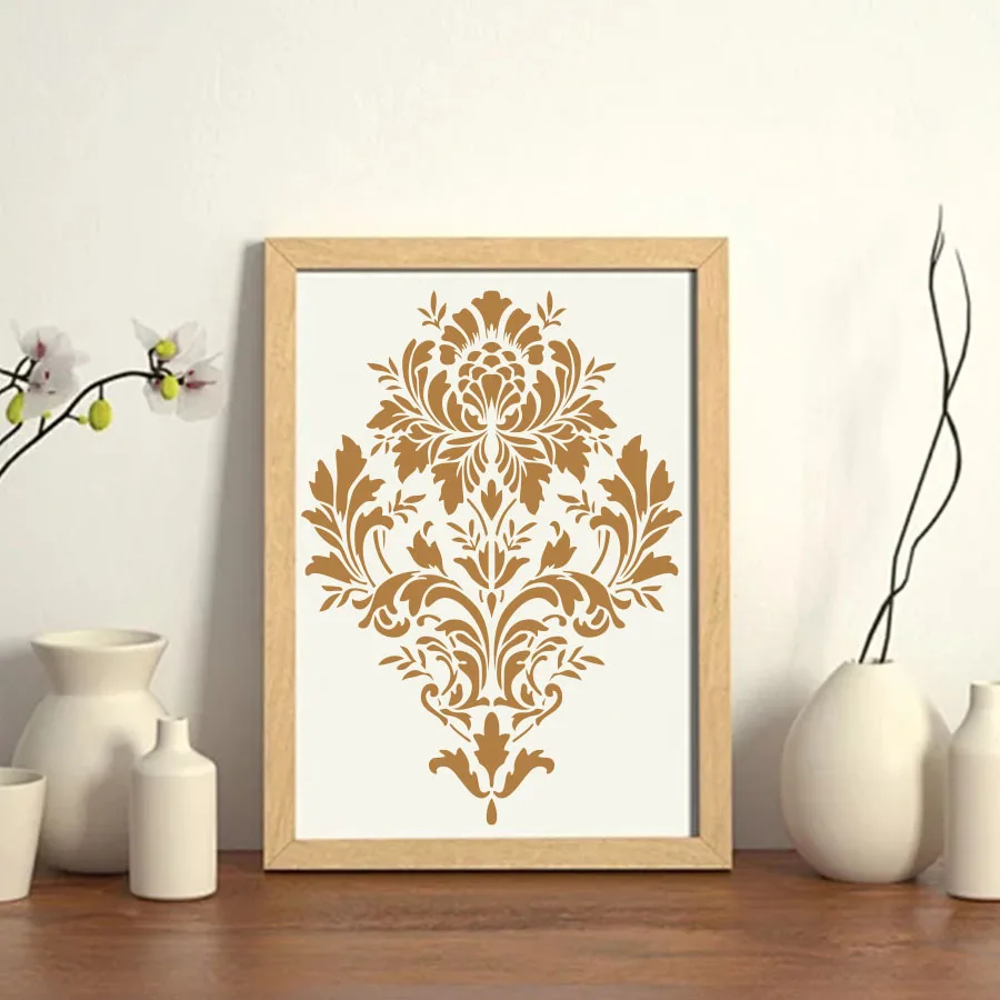 قطعة واحدة من استنسل الباروك العتيق مقاس A4 لطلاء الجدران - قالب زهور كلاسيكي DIY لديكور المنزل