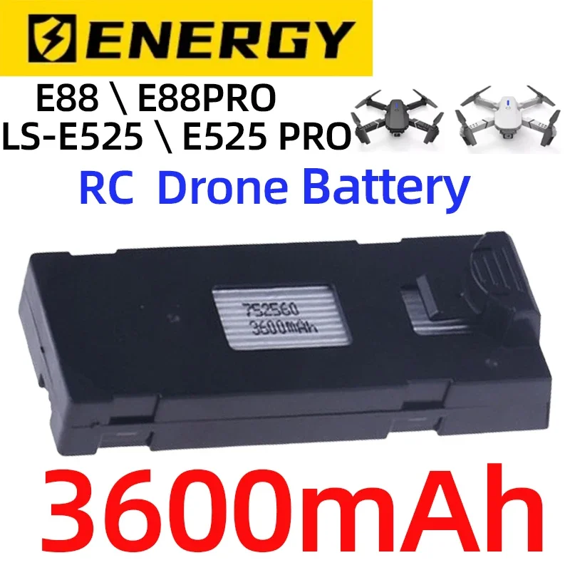 E88 RC Drone Official 3600mAh 3.7V Battery Accessory For E88PRO E88 E99 E525 Ls-E525 P1 P5 K3 Battery Spe Special Part 10Pcs