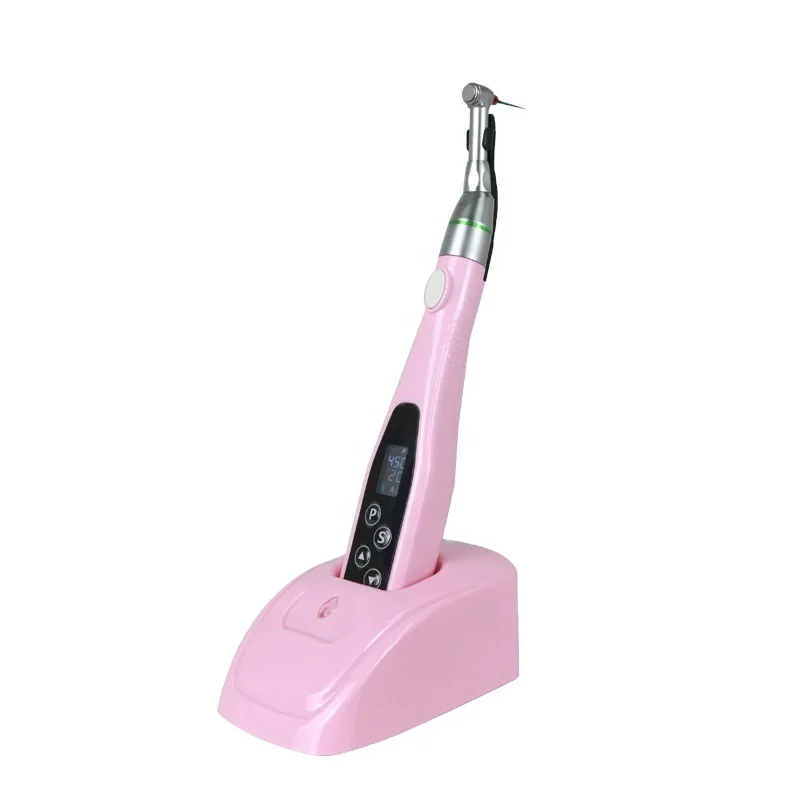 SJ Dent Wireless Led ROOt Canal 16:1 Reduction Contra Angle Endomotor Reciprocating Endodontic Pink Color Endo Motor Equipment