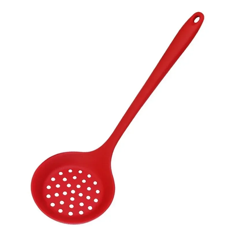 Long Handle Silicone Colander Non-Stick Cooking Strainer Heat Resistant Filter Spoon Mesh Skimmer Oil Mesh Colander Kitchen Tool