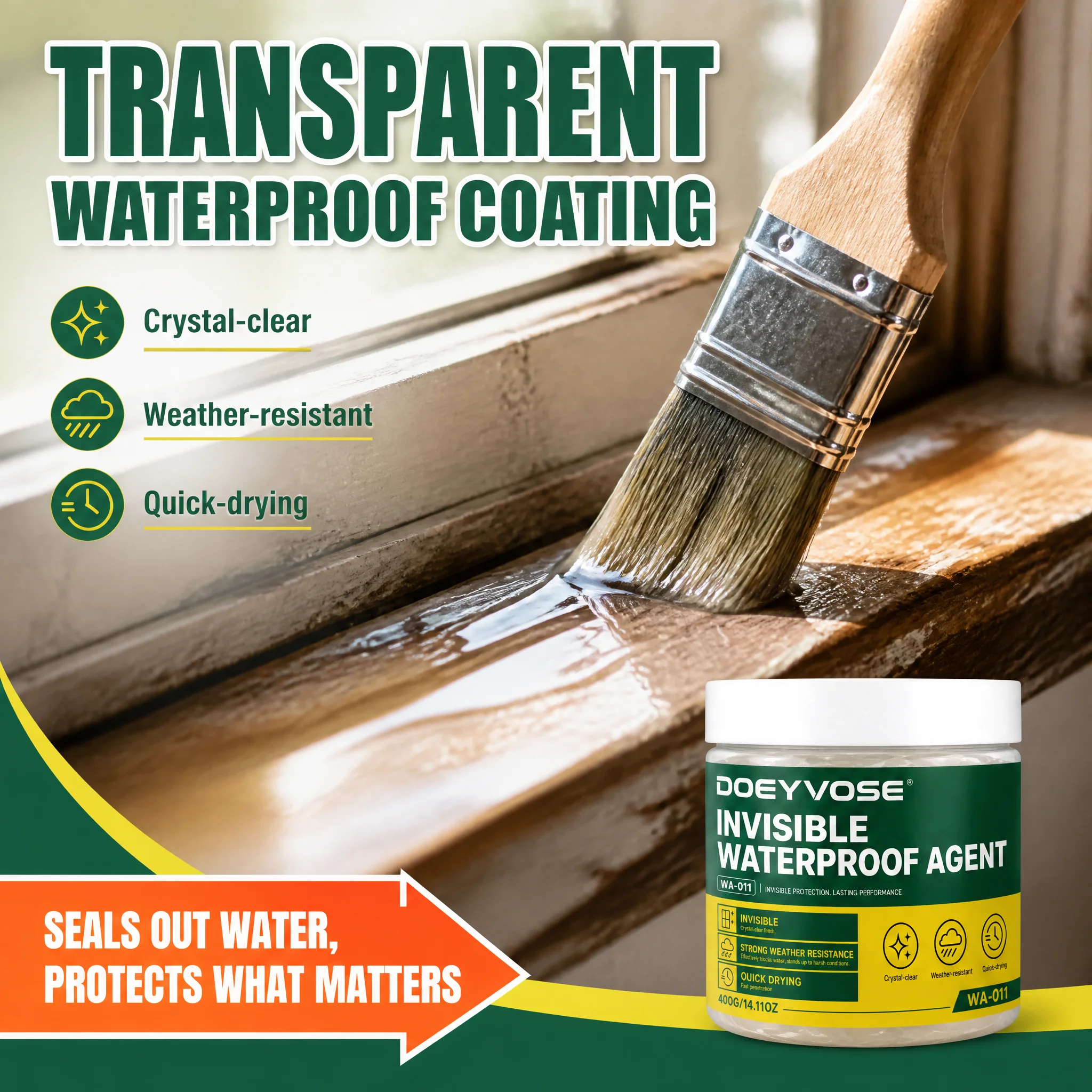 400g Waterproof Sealant Leak Repair Glue, Invisible Anti-Leak Coating for Roof Bathroom Wall Pipe