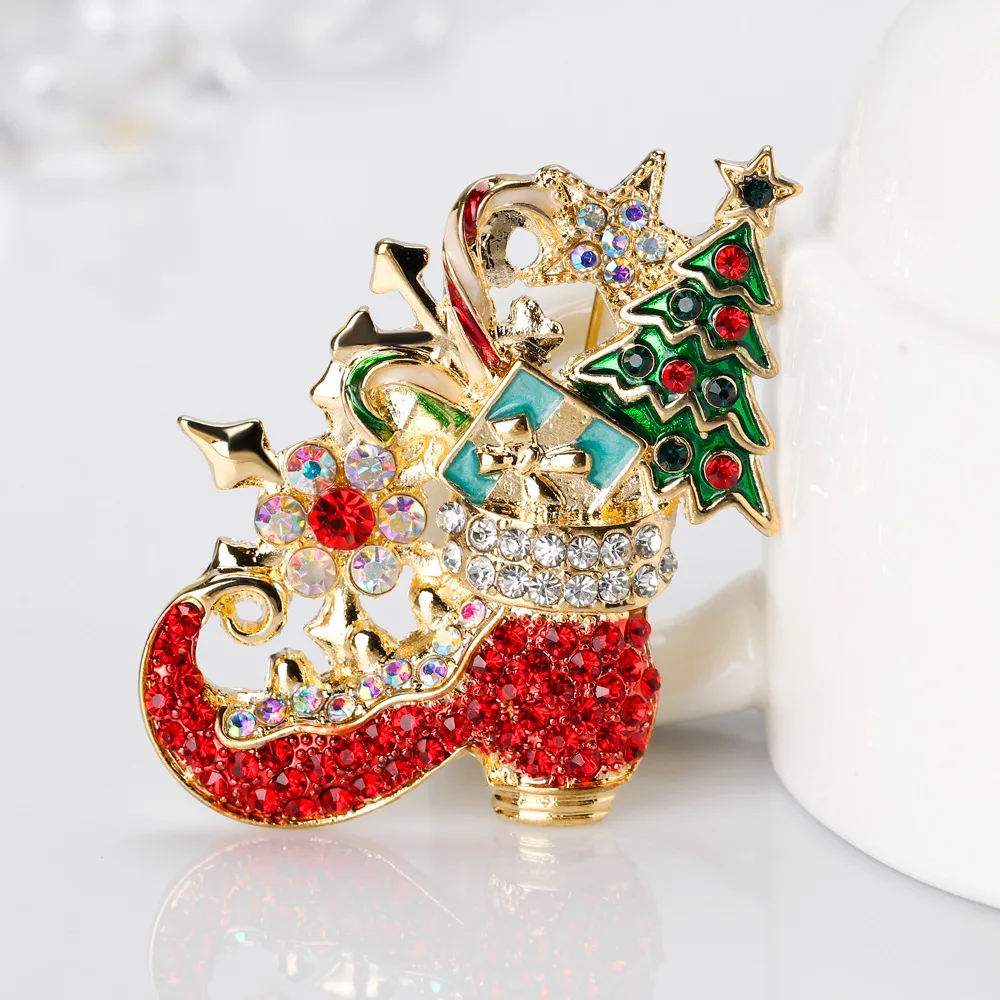 Christmas Hundreds of jewelry pins fashion rhinestone Christmas boots brooch men and women accessories holiday gifts