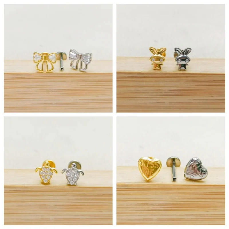 

10pcs Body Jewelry 16Gx8mm G23 Titanium F136 CZ Lip Labret Bar Ear Helix Tragus Rook Barbells Stud Piercing Jewelry New