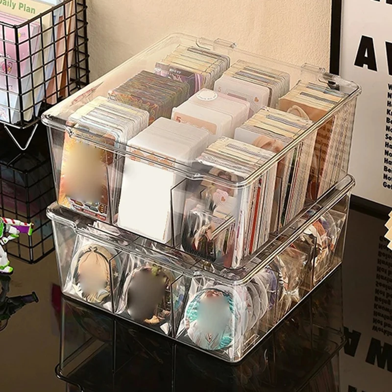 Compartment Flip Box Transparent Display Box Large Capacity Card Kpop Photocard Storage Box Photo Card Organizer